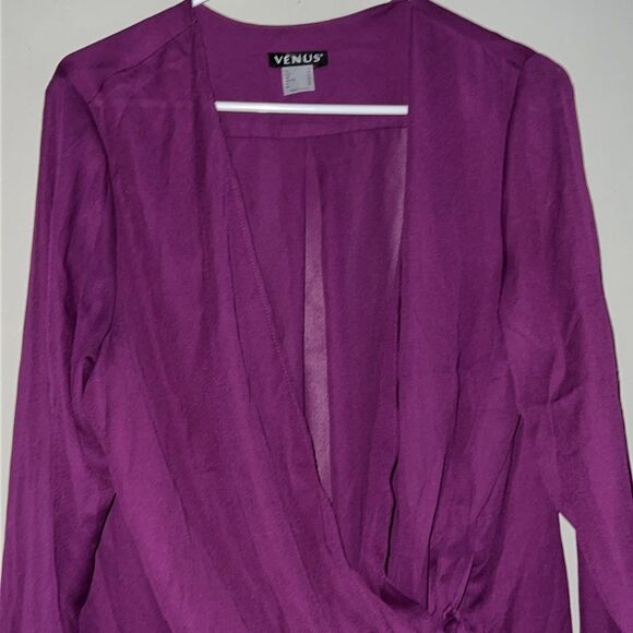 Venus wrap style semi sheer blouse size 14 - Picture 4 of 9